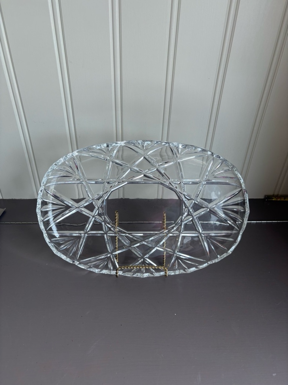 Cut Glass Oval Serving Platter - Clear Elegant Serveware